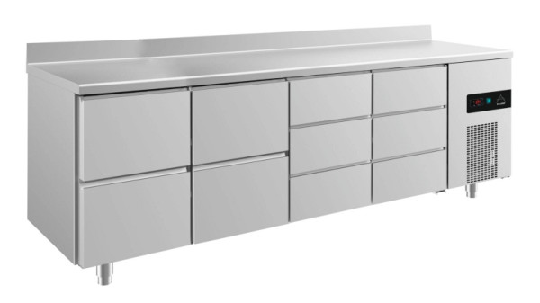 A&S Polarny koeltafel -2 tot +8°C met 2x twee laden en 2x drie laden rechts, 2330 x 700 x 850 mm, met opstand, KT4ZZDDA