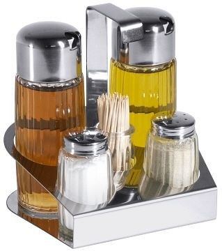 Contacto menage zout/peper, azijn/olie, tandenstoker, 444/005