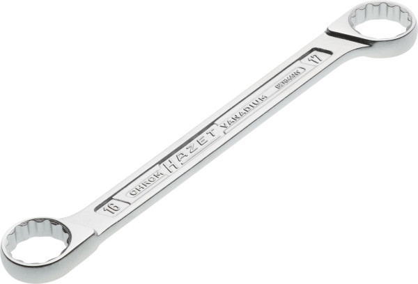 Hazet dubbele ringsleutel, buiten dubbel zeskant tractieprofiel, 16x17mm, 610N-16X17