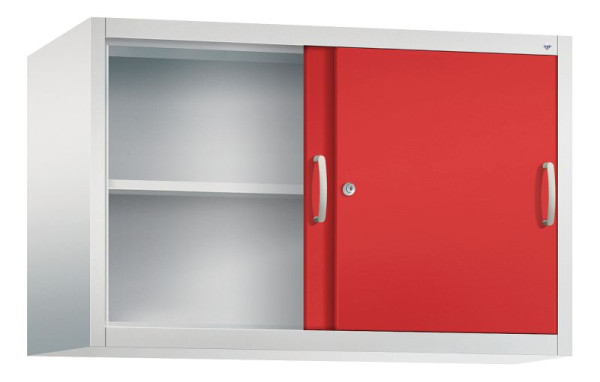 C+P bovenkast Acurado, H790xB1200xD500mm, kleur: lichtgrijs / vuurrood, beugelgreep, 2 niveaus, 2055-00 S10106