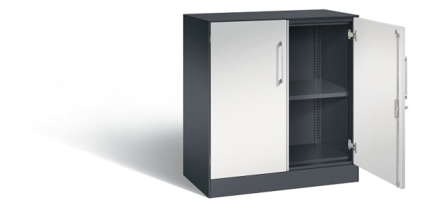 C+P dressoir met vleugeldeuren Asisto, H915xB800xD435mm, kleur: zwartgrijs/lichtgrijs, beugelgreep, 2 niveaus, 141053-000 S10204