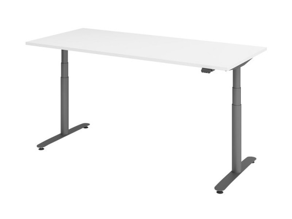 Hammerbacher zit-sta bureau elektrisch 180x80cm wit/grafiet, VXDLR19/W/G