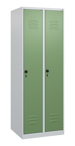 C+P luierkluis Classic PLUS met middenwand, 2 vakken, 1700x600x500mm, 7035/6011, veiligheidsdraaigrendel, 0800007-20F S10006