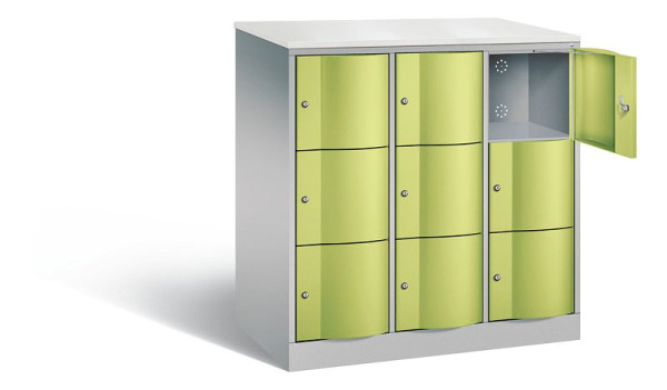 C+P XL lockerkast Resisto, H1255xB1148xD640mm, kleur: wit aluminium / virid green, 8573-373 S10160