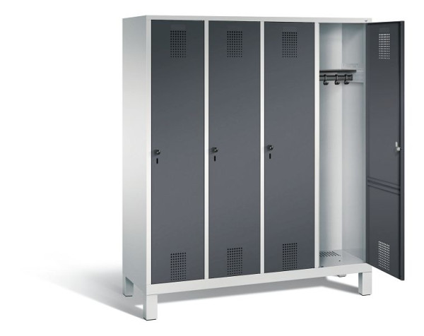 C+P Evolo kleerkast, H1850xB1590xD500mm, kleur: lichtgrijs / zwartgrijs, 48010-42 S10044