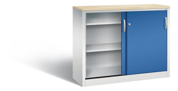 C+P dressoir met schuifdeuren Acurado, H1000xB1200xD400mm, kleur: lichtgrijs / gentiaanblauw, beugelgreep, 2046-00 S10270