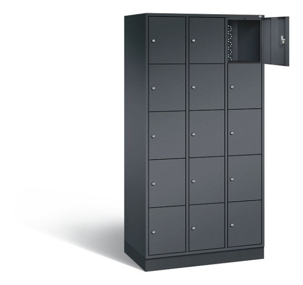 C+P lockerkast Intro, H1950xW920xD490mm, kleur: zwart-grijs, 8570-301 S10069