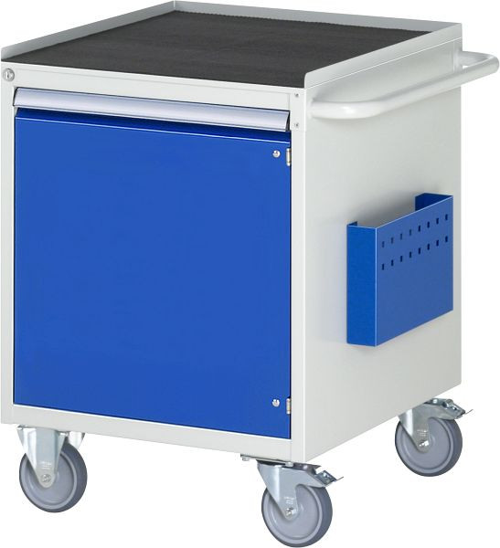 RAU montagewagen serie 7000, B580xD650xH795mm, metalen onderstel met 3-zijdige rolrand en antislipmat, hoogte 25mm, draaideur H540mm, 05-L3.8AR-MT.11