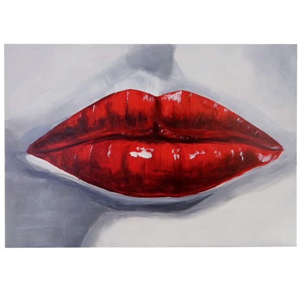 Mendler olieverf lippen, 100% handgeschilderde muurschildering XL, 120x85cm, 44755