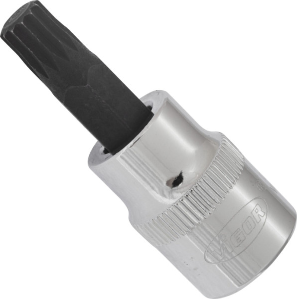 VIGOR-schroevendraaierbit, hol vierkant 10 mm (3/8 inch), inwendig meertands profiel XZN, M8, lengte: 48 mm, voor handbediening, V6108