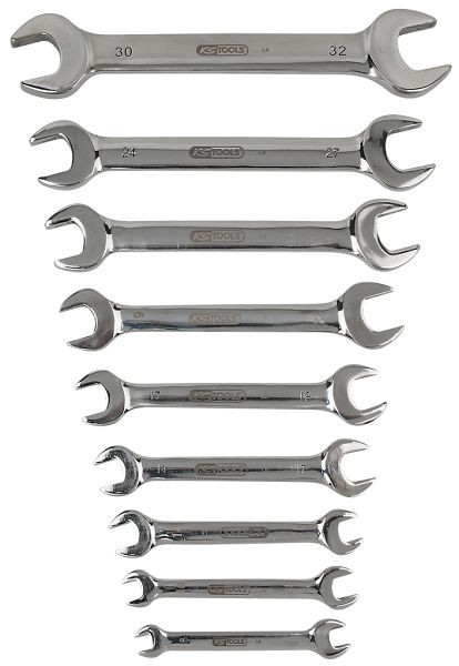 KS Tools RVS dubbele steeksleutelset, 9-delig, haaks, 964.2240