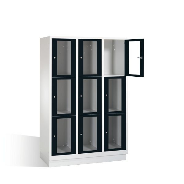 C+P lockerkast Classic, H1800xB1200xD500mm, kleur: lichtgrijs / zwartgrijs, 8020A323 S10005