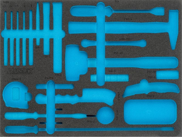Hazet 2-componenten zachtschuim inleg, voor 163-372/25, afmetingen / lengte: 519 mm x 392 mm Organisatiesysteem maat: 3/3+ (519 x 392 mm), 163-372L