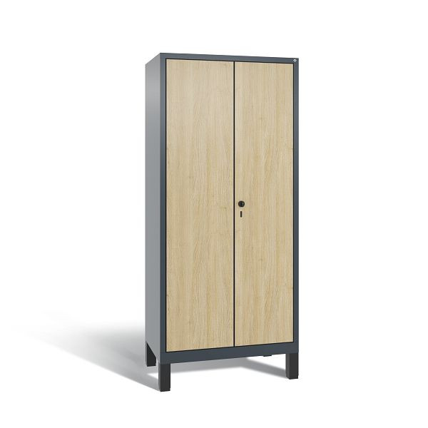 C+P locker Evolo, 2 compartimenten, H1850B810T500 mm, antraciet/HPL eiken, 48012-22B S10058