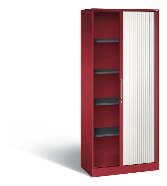 C+P rolluikkast Asisto, H1980xB800xD435mm, kleur: robijnrood/verkeerswit, beugelkruk, 5 niveaus, 143003-000 S10063