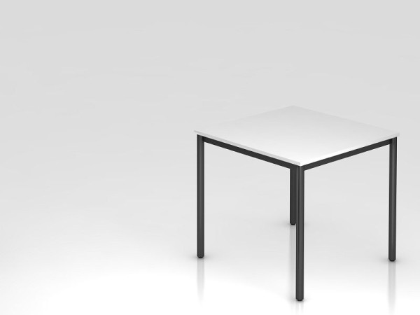 Hammerbacher vergadertafel rond onderstel 80x80 wit/zwart, rechthoekige vorm, VDR08/W/D