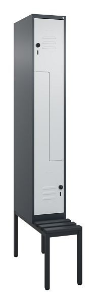 C+P Z-Spind Classic PLUS, met onderbank, 2 vakken, 2120x300x815mm, 7016/7035, draaigrendel, 0800537-102 S10043