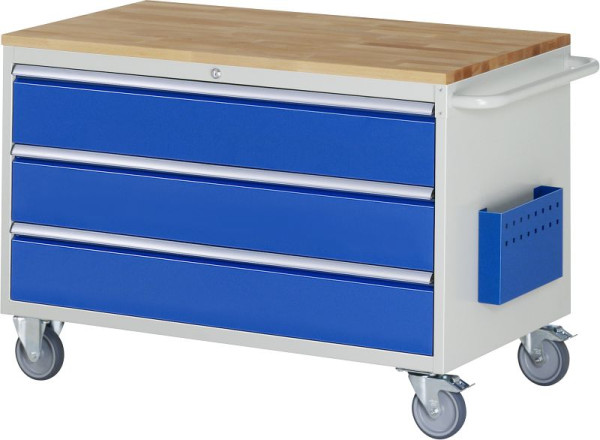 RAU montagewagen serie 7000, massief beukenhouten blad, 3 x lade maat XXL, 1145x795x650 mm, 05-XXL3.0A-B.11