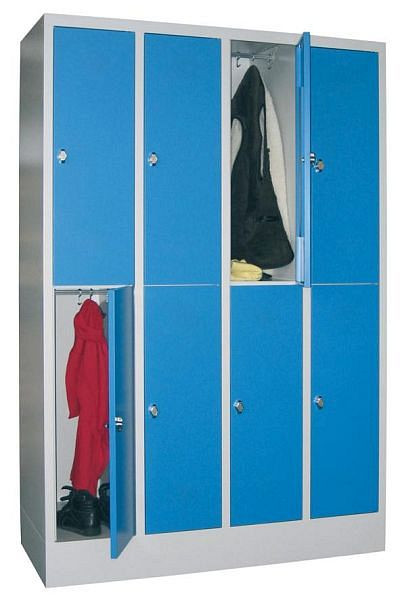 Pavoy Schließfachschrank mit Sockel 1850/500/1200, 4b x 2h, Zylinderschloss, Abteilbreite 300, glatte Türen, 61265-423-401-910