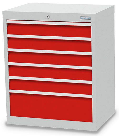 Bedrunka + Hirth ladekast, diepte 500 mm, R 24-16, 680 x 500 x 819 mm, 6 x lades (5x 100VA, 1x 200VA), draagvermogen 50 kg, 68.501