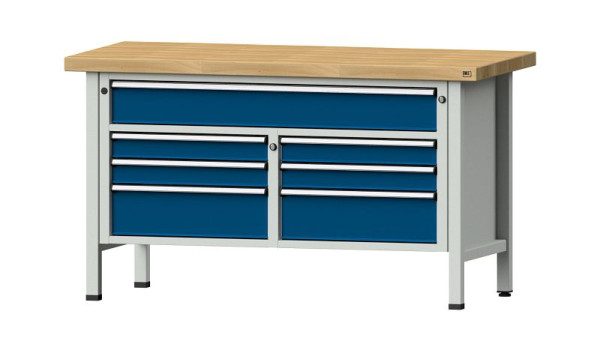 ANKE werkbanken kistwerkbank, model 258 V, 1500 x 700 x 850 mm, RAL 7035/5010, BMP 50 mm, 304.130