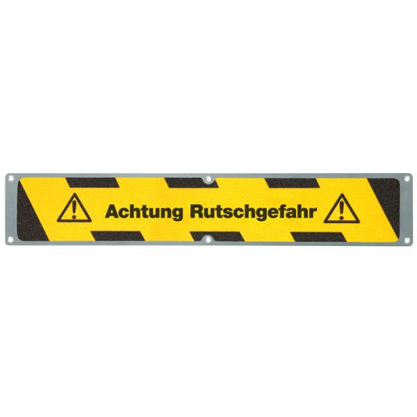 Meelbroek antislipplaat aluminium met m2 antislipcoating, "Let op: gevaar voor uitglijden" 114x635mm, APM11F1