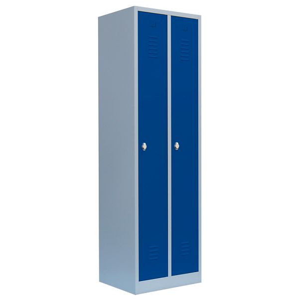 Lüllmann kledingkast, 2 vakken, 1800 x 500 x 500 mm, lichtgrijs/gentiaanblauw, 510101