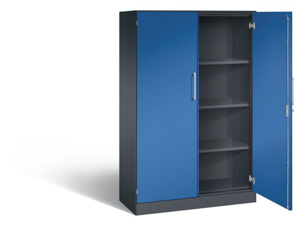 C+P vleugeldeurkast Asisto, H1635xB1000xD435mm, kleur: zwartgrijs / gentiaanblauw, beugelgreep, 4 niveaus, 141012-000 S10098