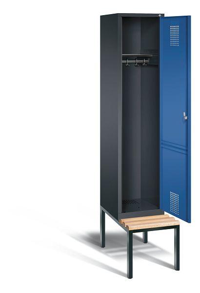 C+P Evolo kleerkast, H2090xB420xD815mm, kleur: zwartgrijs / gentiaanblauw, 48050-12 S10053