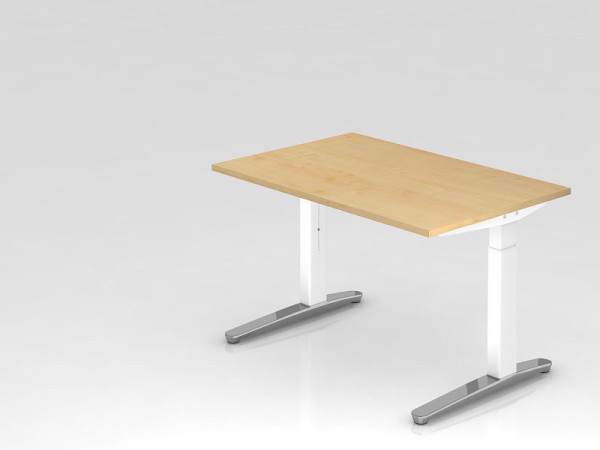 Hammerbacher bureau C-poot 120x80cm esdoorn/wit, gepolijst, rechthoekige vorm, VXB12/3/WC