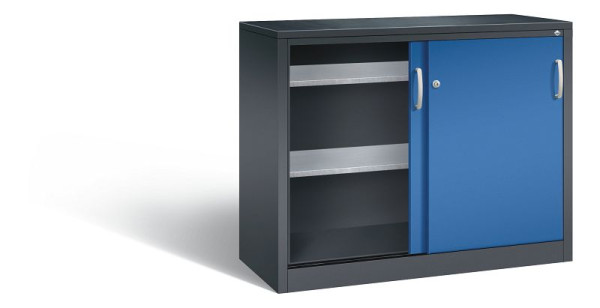 C+P schuifdeurkast Acurado, H1000xB1200xD500mm, kleur: zwartgrijs / gentiaanblauw, 2056-092 S10041