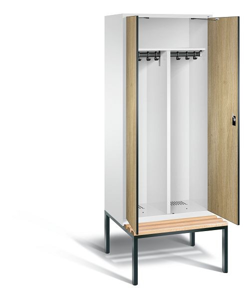 C+P zwart wit locker Evolo, H2090xW810xD815mm, kleur: verkeerswit / decor eiken Sereno, 48052-22 S10051
