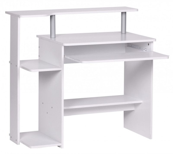 Wohnling computertafel wit 94 x 90,5 x 48,5 cm laptoptafel modern met toetsenborduittrekbaar, WL1.153