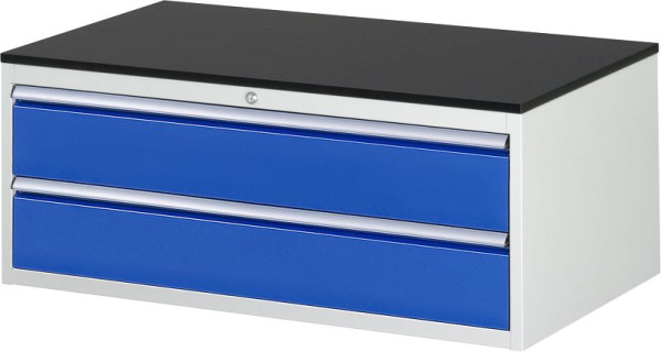 RAU ladekast serie 7000, B1145xD650xH460mm, laden: 2xH180mm met individuele uittrekblokkering, werkblad melaminehars gecoat, 03-XXL2.0A-M.11