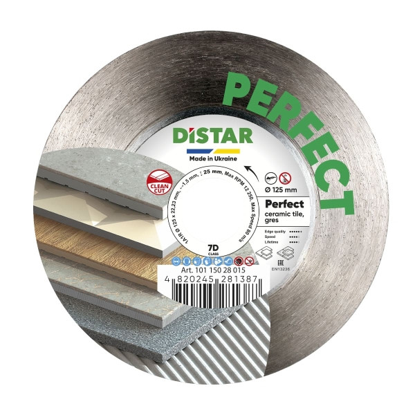 Distar diamantdoorslijpschijf 1A1R 125 x 22,23H Perfect, 10115028015