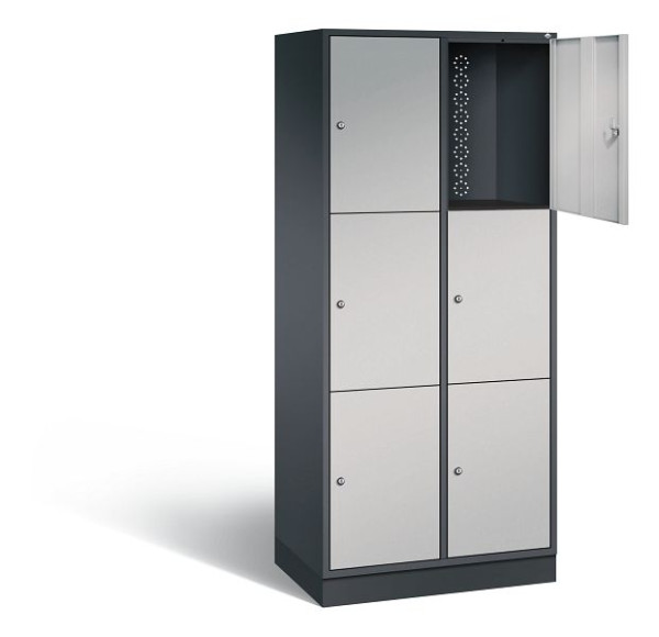 C+P XL lockerkast Intro, H1950xW820xD490mm, kleur: zwart-grijs/wit aluminium, 8370-202 S10131