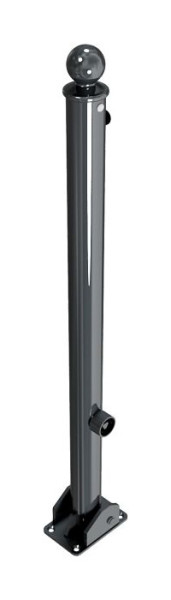 Schake-stijlpaal serie 465B Ø 60 mm, opklapbaar, zelfvergrendelend slot, voor plugbevestiging, driehoekslot, 465FUB