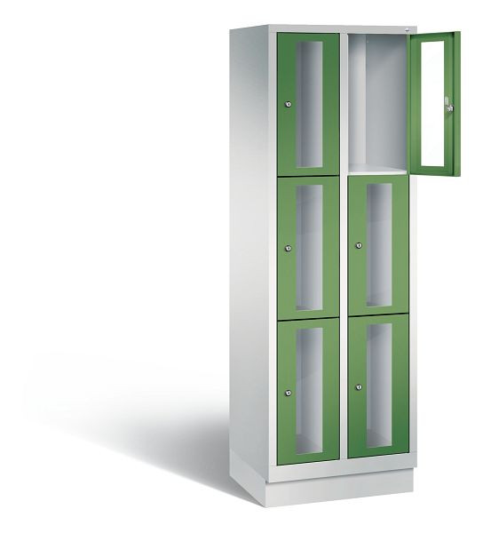 C+P lockerkast Classic, H1800xB610xD500mm, kleur: lichtgrijs / reseda groen, 8020A203 S10004