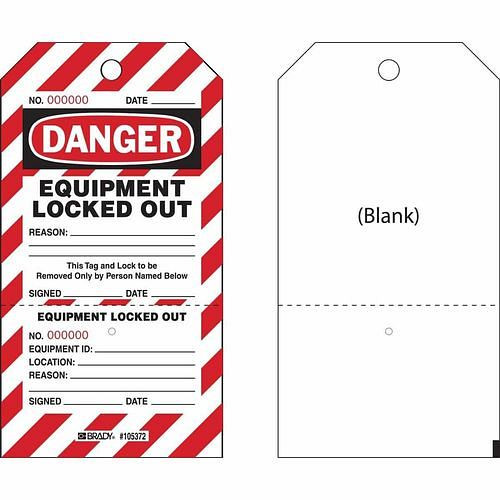 DENIOS tweedelige geperforeerde aanhangwagen - “Danger”, machine geparkeerd, verpakking van 25 stuks, 312036