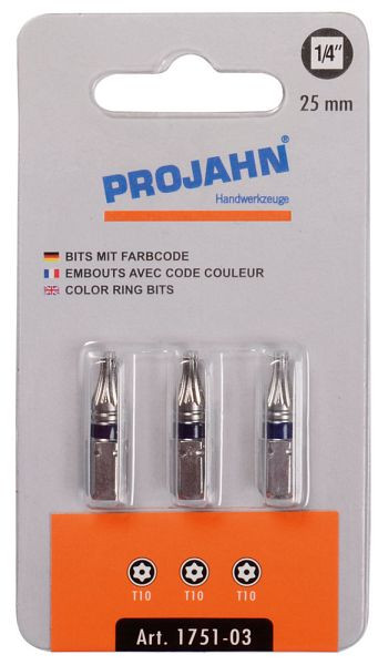 Projahn 1/4" gemarkeerde bit L25 mm TX met boring T40 3-pack, 1757-03