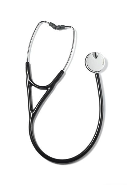 ERKA stethoscoop voor volwassenen met zachte oordopjes, membraanzijde (dubbelmembraan), klassieke tweekanaalsslang, kleur: zwart, 570.0000