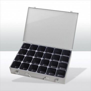 ADB gereedschapskofferset met 24 vakken, buitenafmetingen koffer LxBxH: 33,5x24x5 cm, kleur: grijs, RAL 7035, 88615