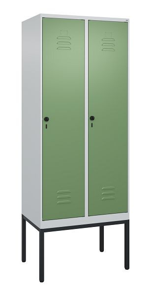 C+P luierkluis Classic PLUS met middenwand, frame, 2 vakken, 2120x800x500mm, 7035/6011, veiligheidsdraaigrendel, 0800307-22F S10006