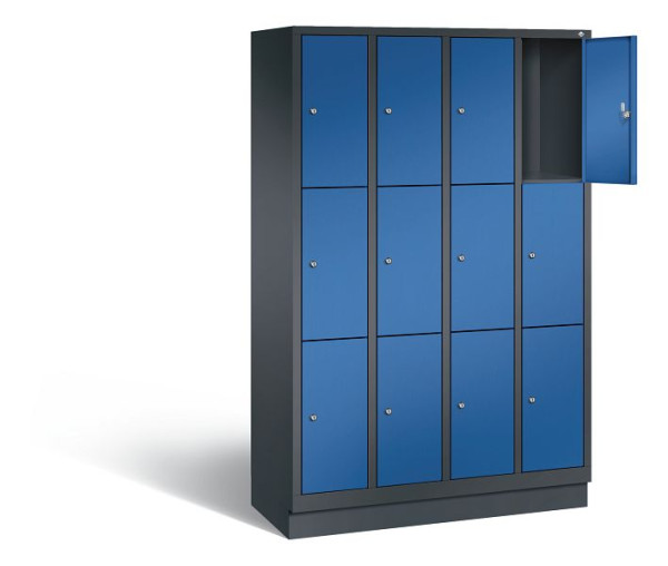 C+P lockerkast Evolo, H1800xB1190xD500mm, kleur: zwartgrijs / gentiaanblauw, 48020-403 S10029