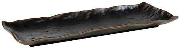 APS dienblad -MARONE-, 39 x 16 cm, hoogte: 3 cm, melamine, zwart, met bruine rand, 84118