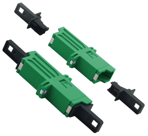 Helos LWL koppeling E2000® APC 8° (LSH) simplex single mode OS2 groen, 257826