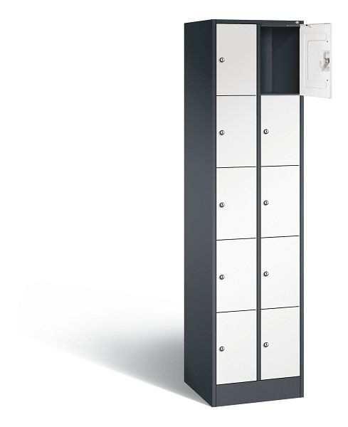 C+P lockerkast serie 8070, H1950xB460xD480mm, kleur: zwartgrijs / verkeerswit, 80700-20 S10409