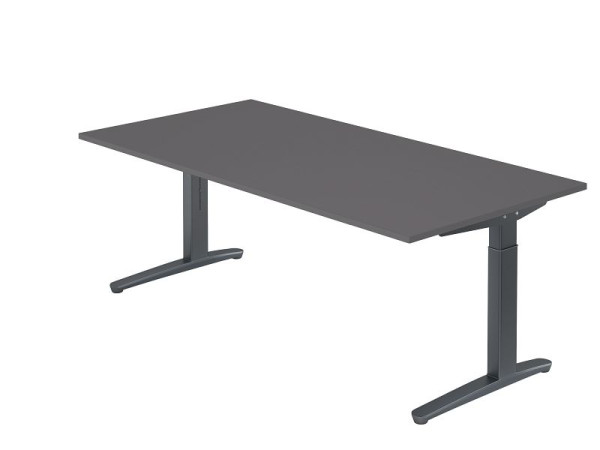 Hammerbacher bureau C-poot 200x100cm grafiet/grafiet, rechthoekige vorm, VXB2E/G/GG