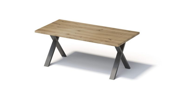 Bisley Fortis Table Regular, 2000 x 1000 mm, rechte rand, geolied oppervlak, X-frame, oppervlak: naturel / framekleur: blank staal, F2010XP303