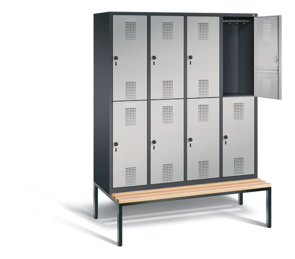 C+P locker dubbellaags Evolo, H2090xW1590xD810mm, kleur: zwart-grijs/wit aluminium, 48350-42 S10025